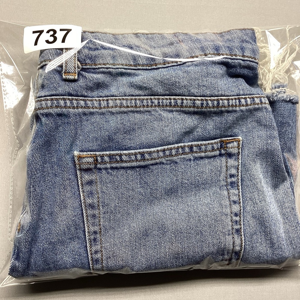Topshop MOTO Distressed Denim Mini Skirt Womens Size 10 Medium Wash Frayed Hem - Picture 4 of 4